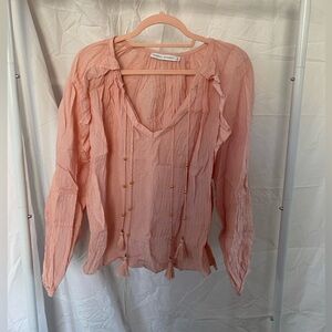 Rebecca Minkoff Never Worn Pink Boho Ruffle Women's Top